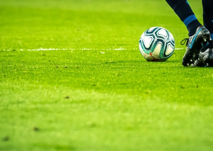 Footballer playing in a match