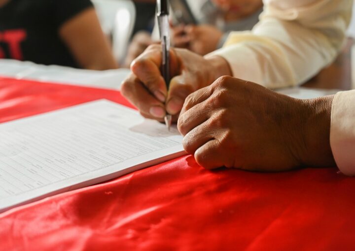 Contract documents being reviewed