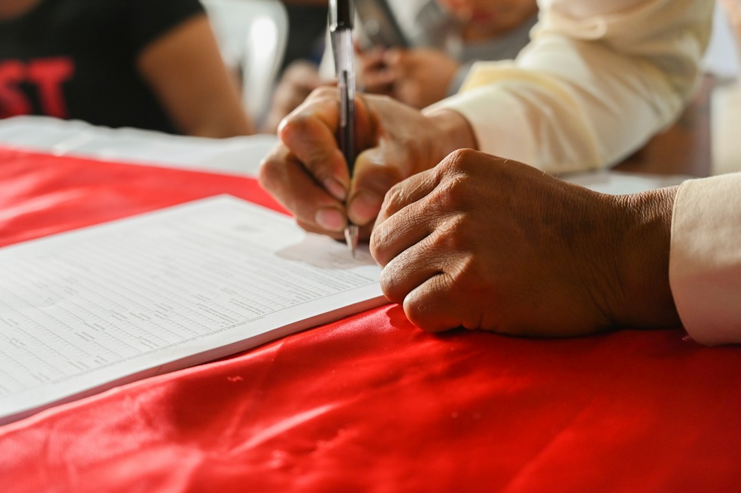 Contract documents being reviewed